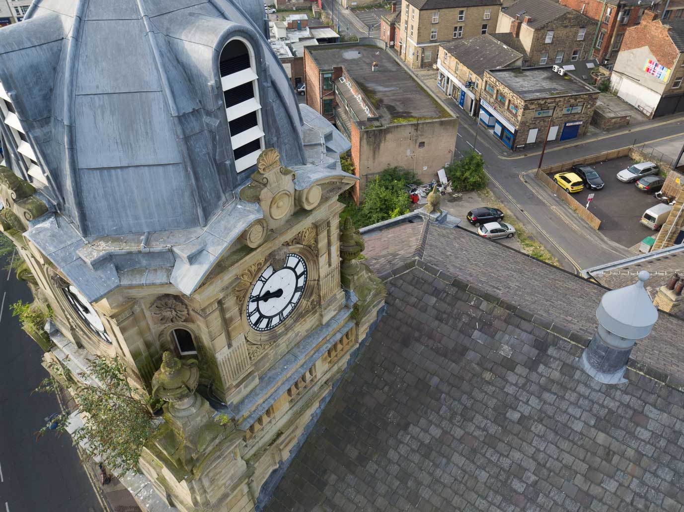 Aerial photography - Drone roof survey of Pioneer House, Dewsbury for Heritage BC - Midi (Architectural, Interior, Construction & Aerial) Photography, Wigan