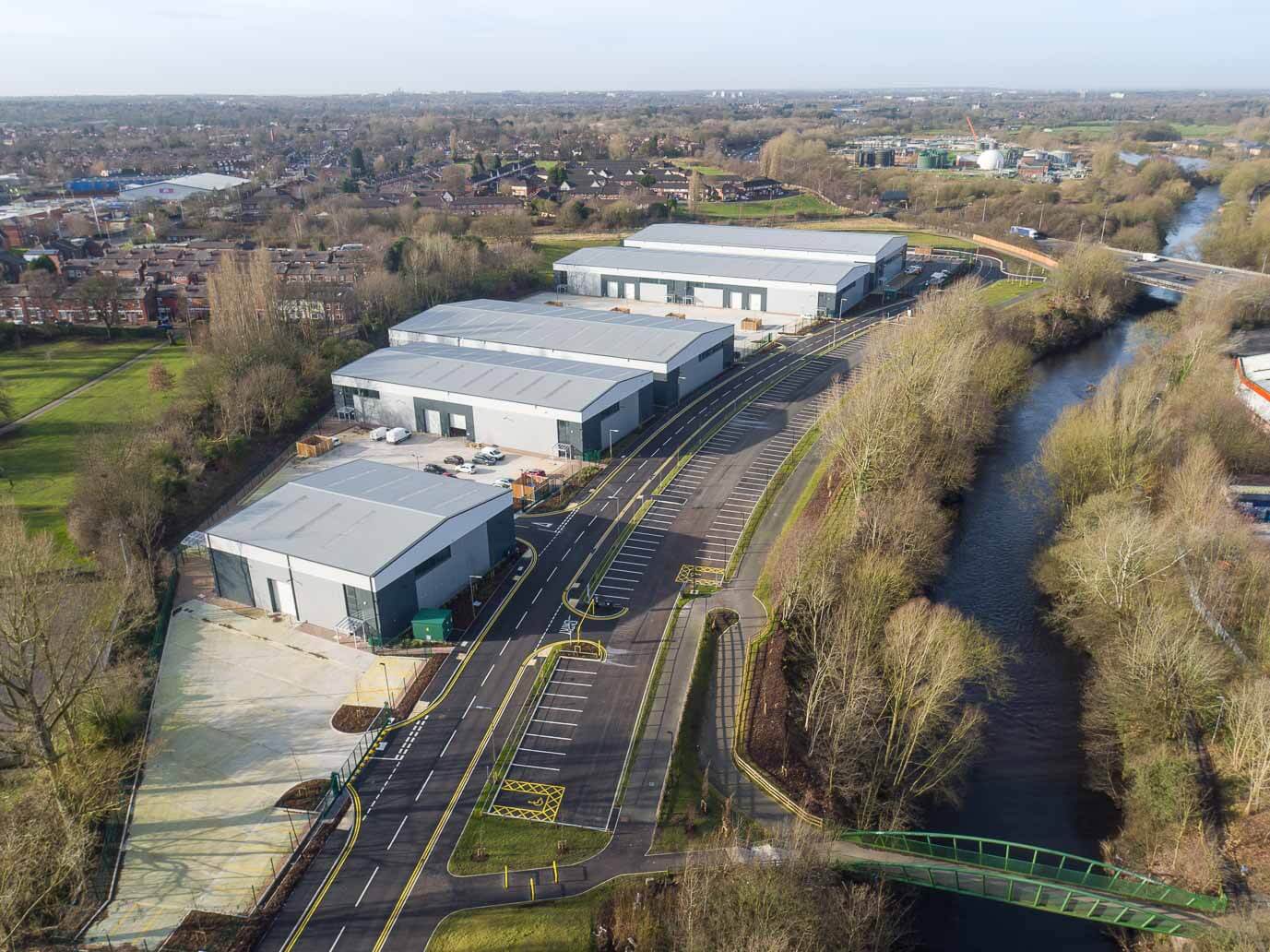 Aerial photography - Aurora Stockport industrial units for Seddon Construction - Midi (Architectural, Interior, Construction & Aerial) Photography, Wigan