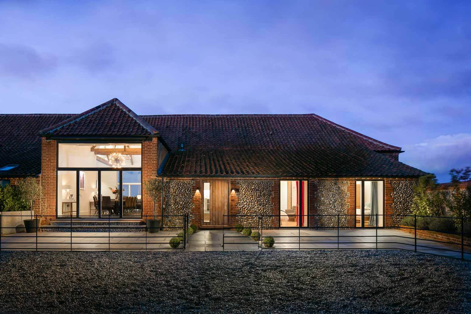Architectural photography - Twilight image of Blue Tile Farm Barn, Norfolk for Niche Retreats - Midi (Architectural, Interior, Construction & Aerial) Photography, Wigan