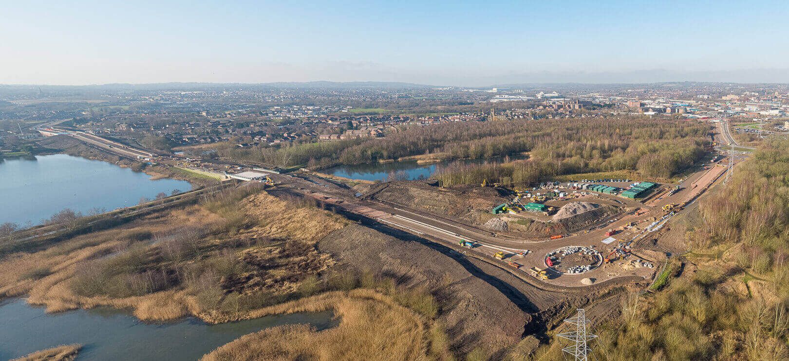 Aerial drone photography - Progress at the new A49 Link Road construction, Wigan for Jones Bros