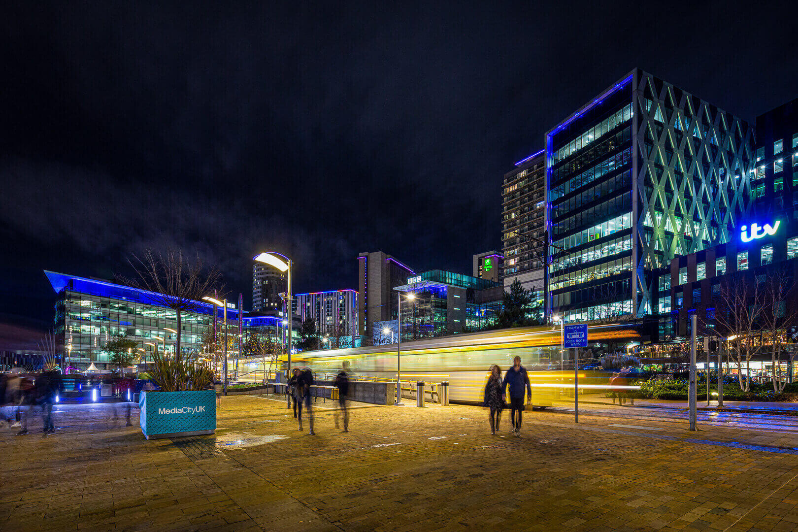 Commercial architecture and interior photography - MediaCityUK at night