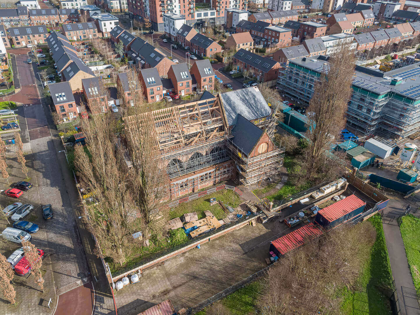 Aerial drone survey photography - The Church of The Ascension, Salford