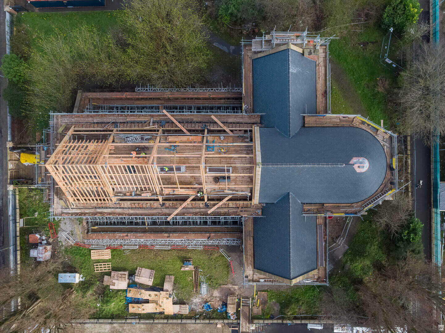 Aerial drone survey photography - The Church of The Ascension, Salford