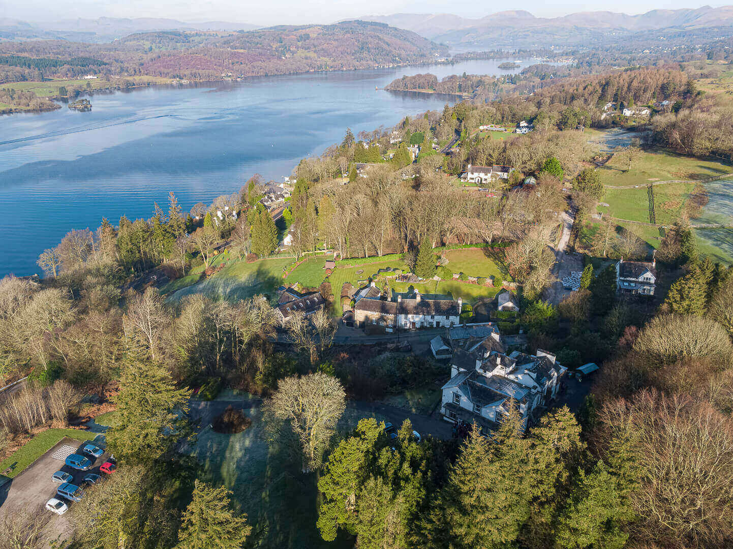 Aerial photography at Ghyll Head ODC, Windermere, Lake District for R Pickering Ltd Building Surveyors