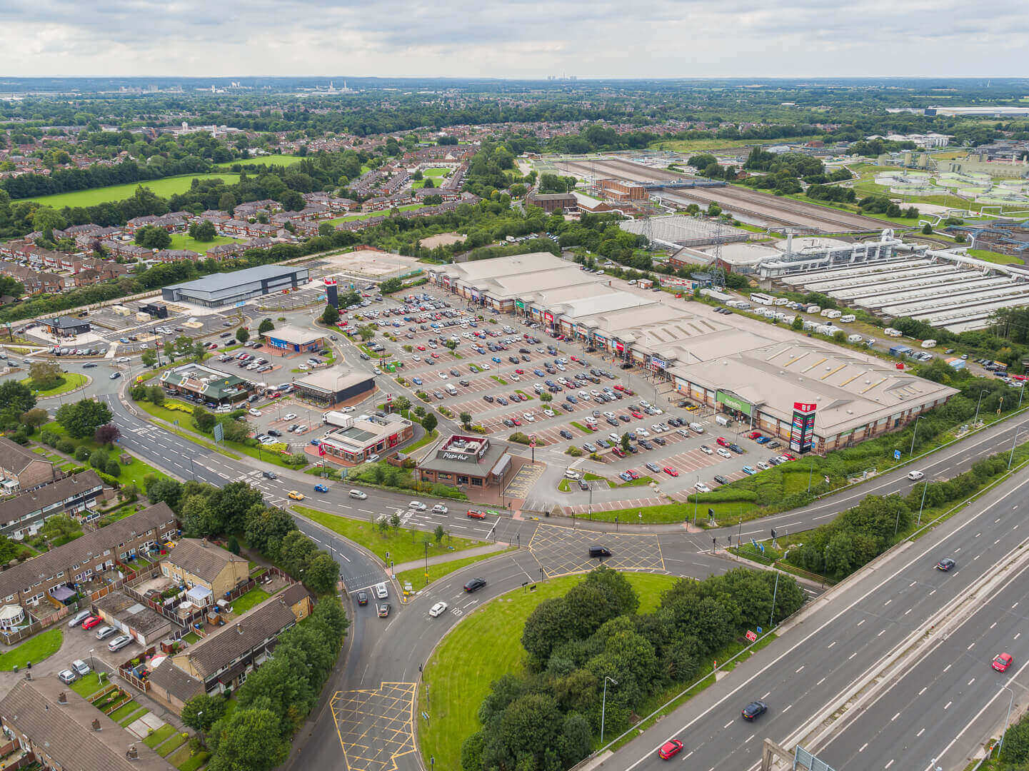 Aerial drone photography of Trafford Retail Park, Manchester for Peel Group - Midi Photography