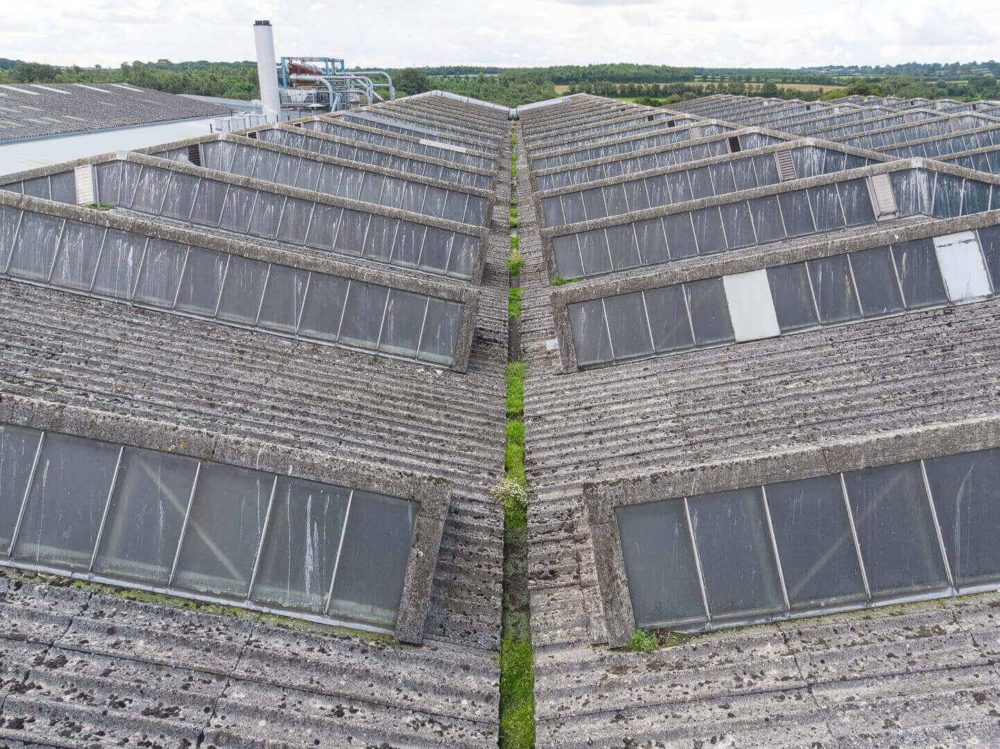 Aerial drone industrial roof survey of DS Smith, Clay Cross site, Derbyshire