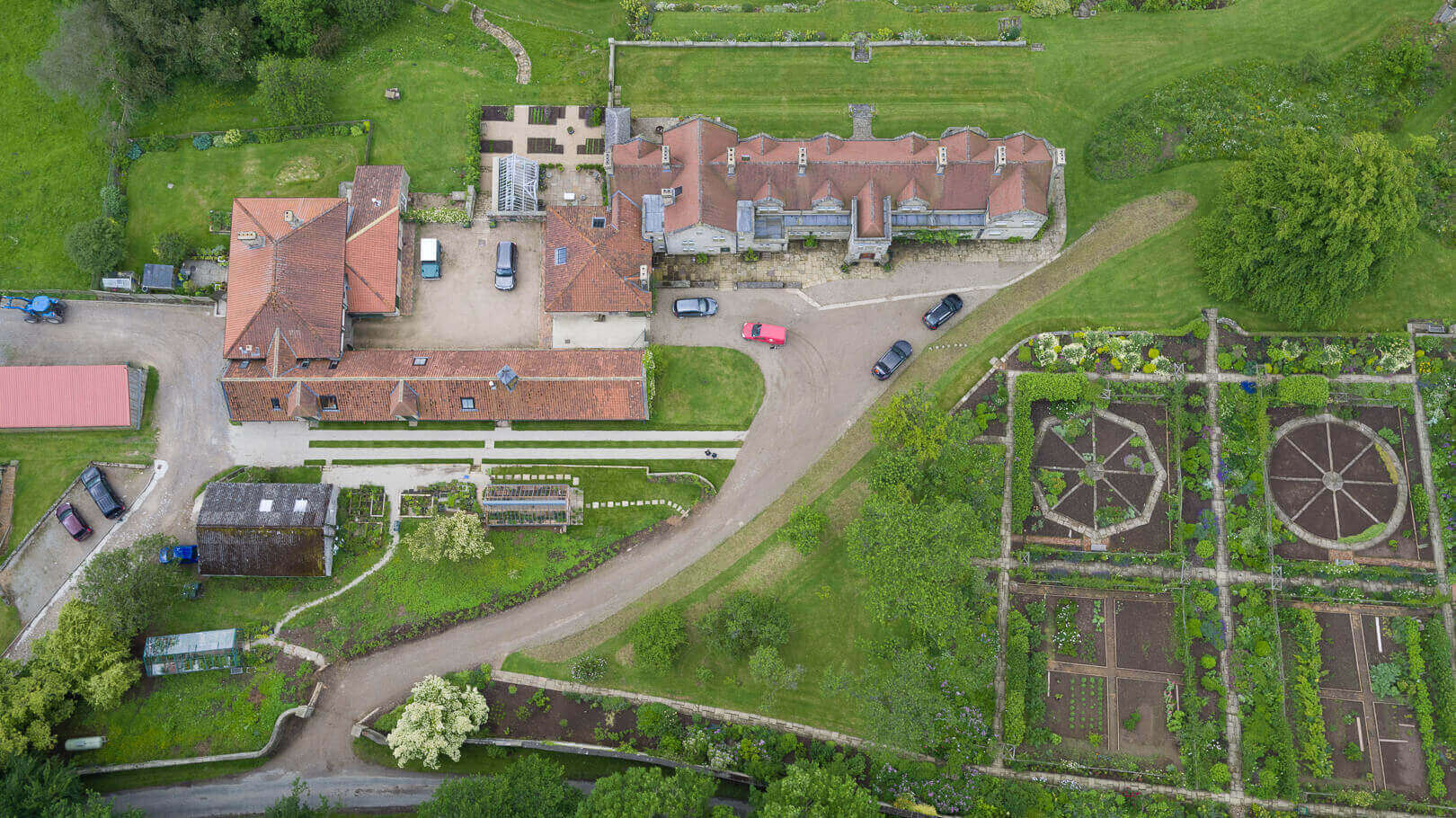 Aerial drone roof survey at a residential property in Yorkshire