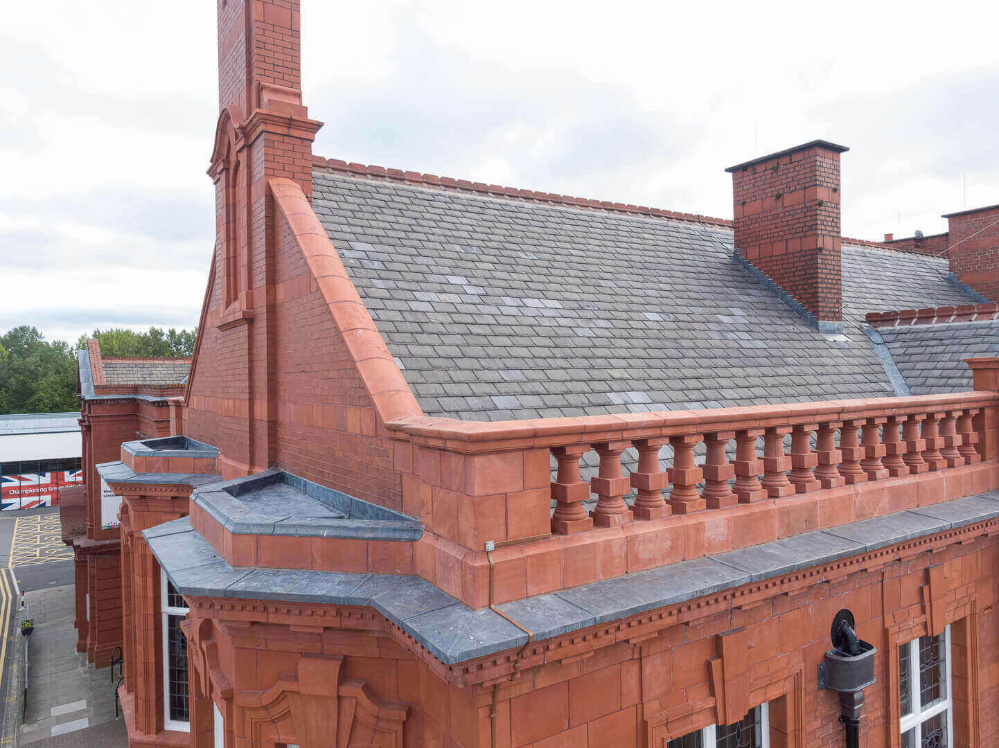 Aerial drone survey at Westhoughton Town Hall, Lancashire
