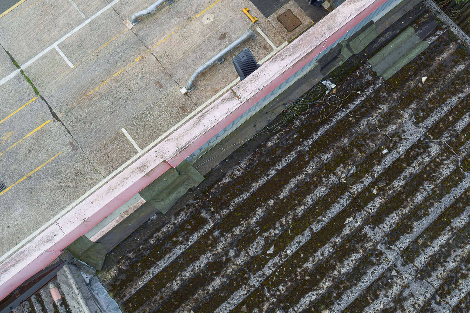Aerial drone roof survey at BrightHouse industrial unit, Manchester