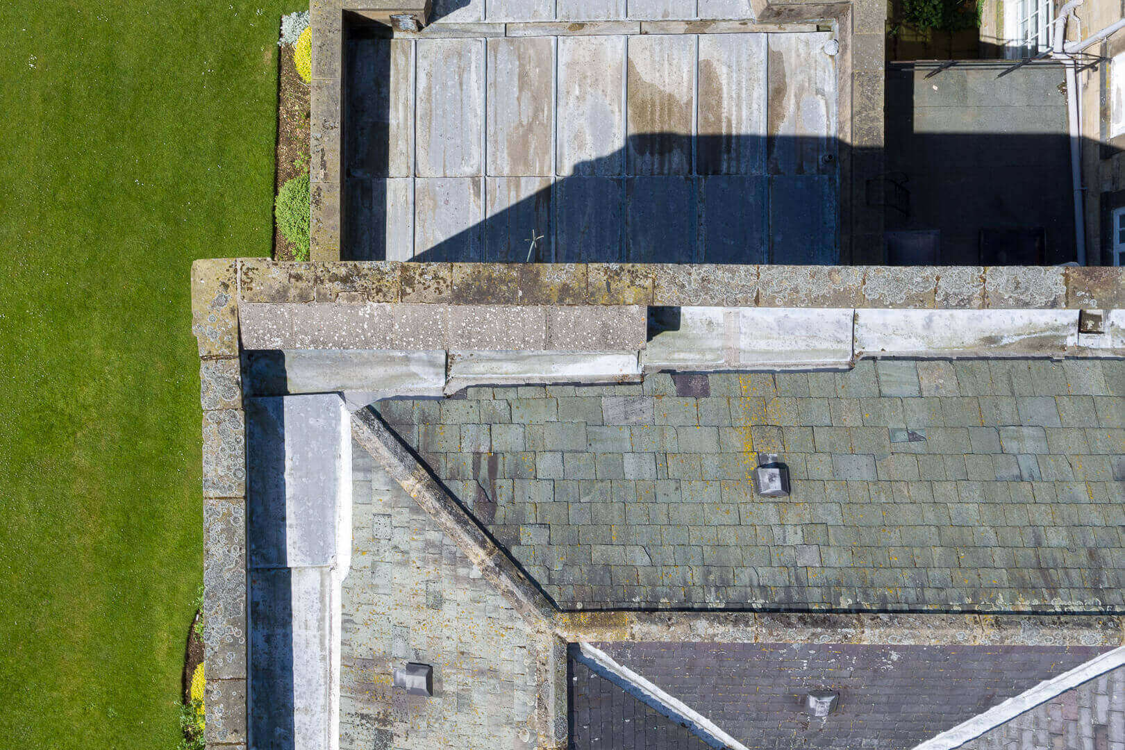 Aerial drone roof survey at Wydale Hall, Yorkshire