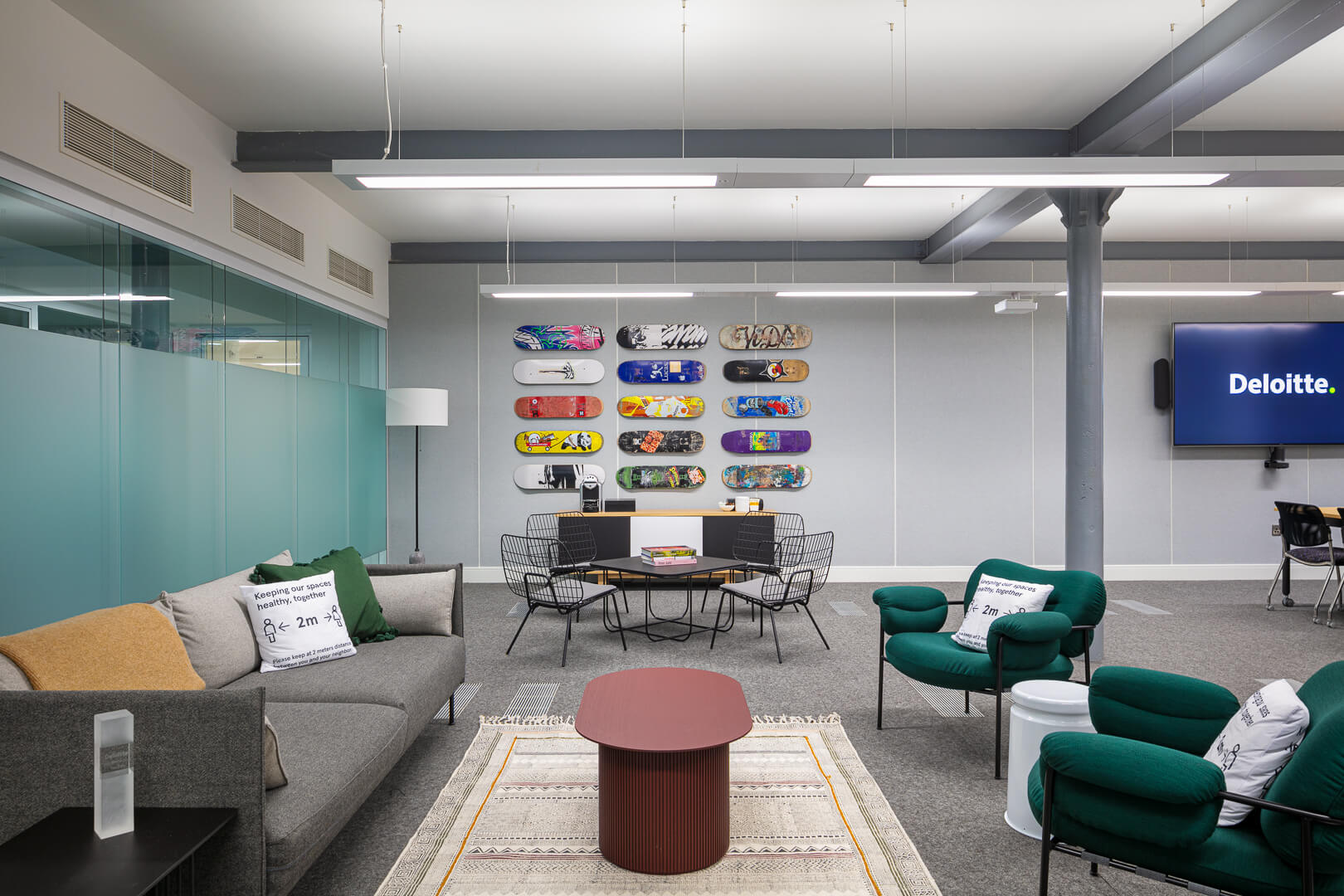 Interior workspace photography of the Deloitte office refurbishment at WeWork, Manchester
