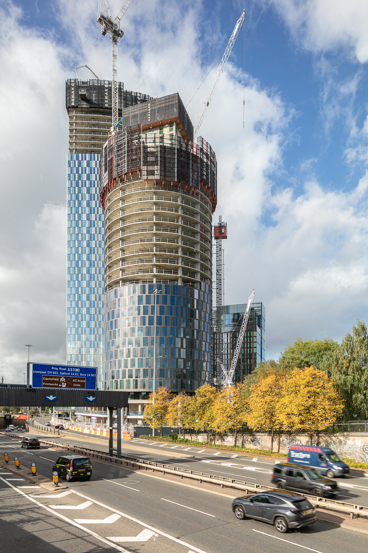Architectural photography - The Blade & Three60 construction progress, Manchester - Midi Photography