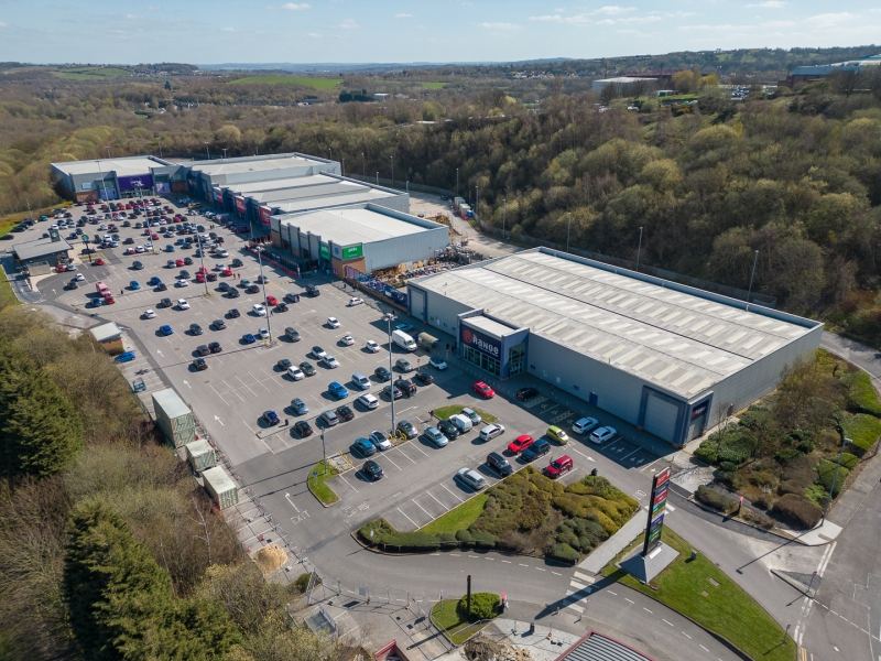 Drone photography of Barnsley Retail Park, South Yorkshire for Peel Land & Property