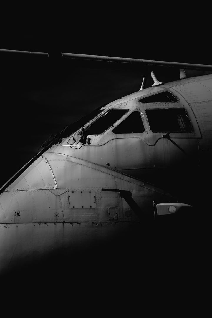 Limited edition print - Black & white fine art photograph of a Hawker Siddeley Nimrod MR2 XV231 (retired)
