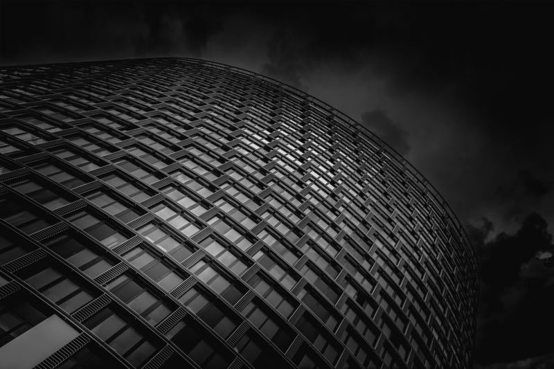 Unex Tower in Stratford, London. Black & white architectural photography by Midi Photography