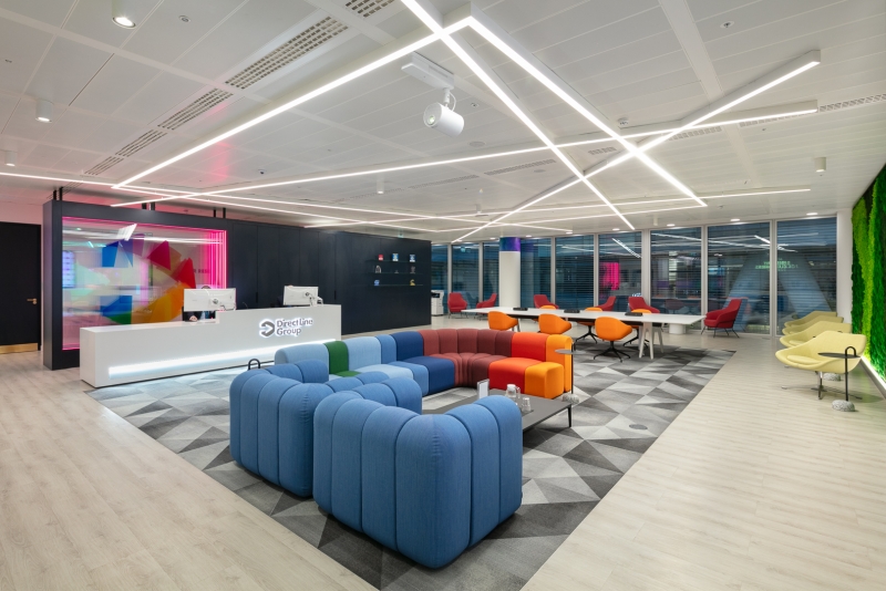 The refurbished reception at Direct Line Group's London office - Interior photography by Midi Photography