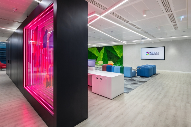 The refurbished reception at Direct Line Group's London HQ - Workspace photography by Midi Photography