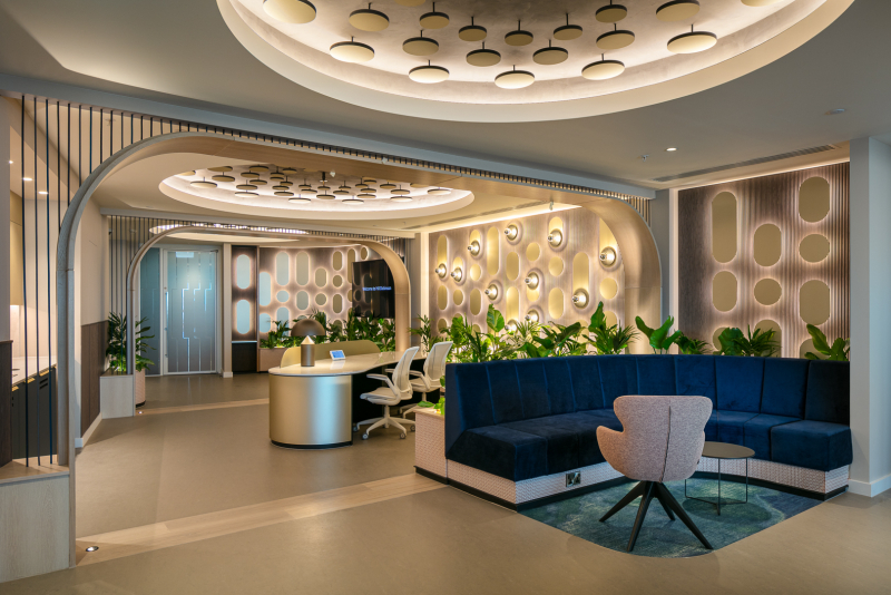 Hill Dickinson office reception in No 1. St Michael's, Manchester - Interior photography by Midi Photography